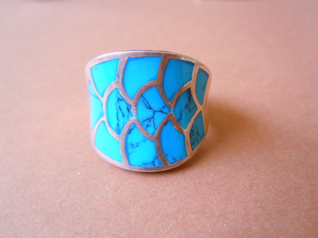 925 Sterling Silver Ring Solid Enamel? Colour blu… - image 1
