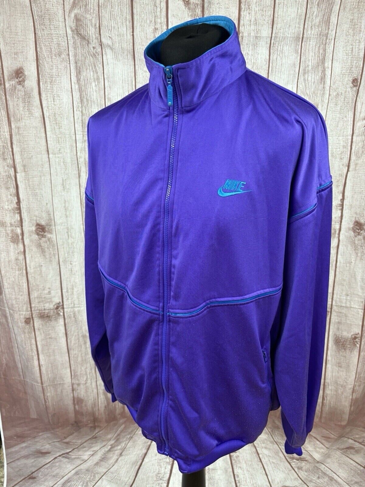 SACAI X NIKE VINTAGE ANNI 80 UOMO XL NIKE TRACK JACKET FULL ZIP RETRÒ VIOLA 46” 48” WINDBREAK