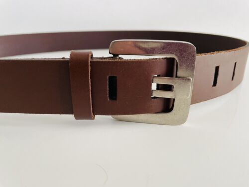 Mens L Brown Brazilian Leather Belt Wide Pin Made in India 30174 35"-38" Waist - Afbeelding 1 van 5