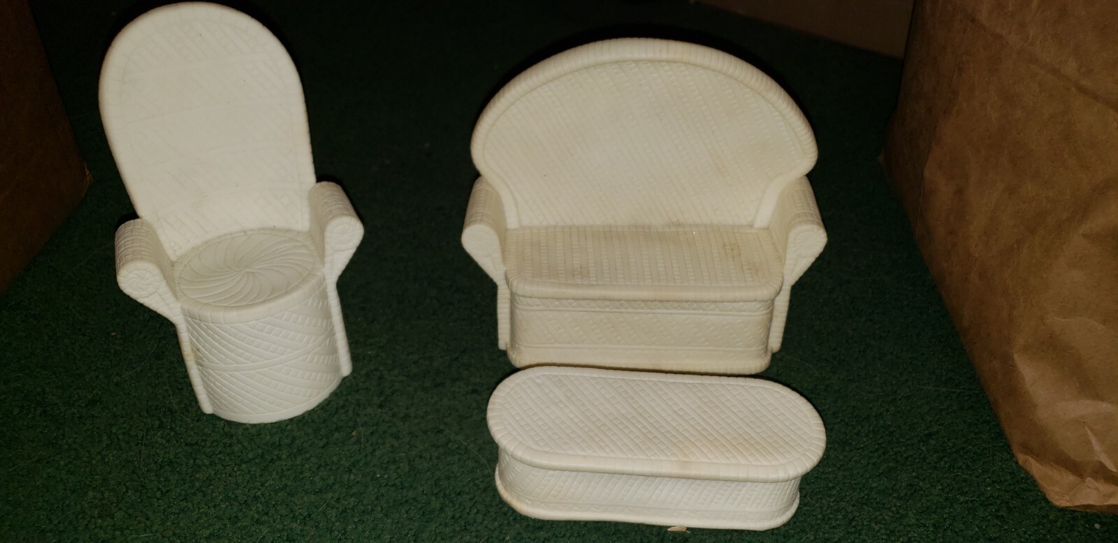 Vintage Wicker Chair Love Seat & Table Barbie 1984 Meritus Furniture eBay