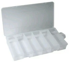 6 Compartment Clear Plastic Storage Tray Box Parts Organizer 8.25" x 4.25 x 1.5"