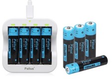 AA  AAA Battery Pallus 1.5V Rechargeable Lithium Li-ion Batteries with Charger