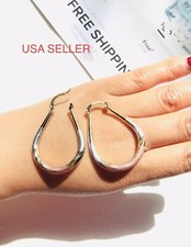 Gold Filled Round Hoop Earrings Three tone Aretes Ovalados tres Colores