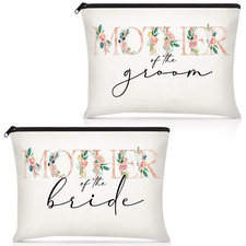 2 Pieces Wedding Cosmetic Bags Mother of the Bride Makeup Bag Mother of Groom Ca