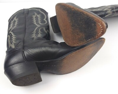 Tony Lama Men's Cowboy Western Boots Black Leather 2916 White