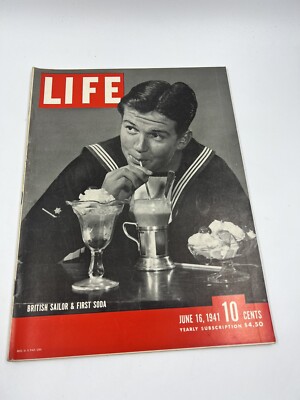 VTG Life Magazine June 16 1941 British Sailor and First Soda VTG Life Magazine June 16 1941 British Sailor and First Soda