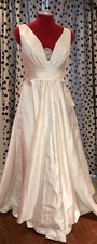 NEW Lan Ting ivory wedding dress bow sleeveless ankle Tea Length 2