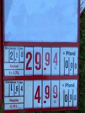 1x METO Preisschild - Getränkeauszeichnung - Getränkeschilder- Getränkedisplay