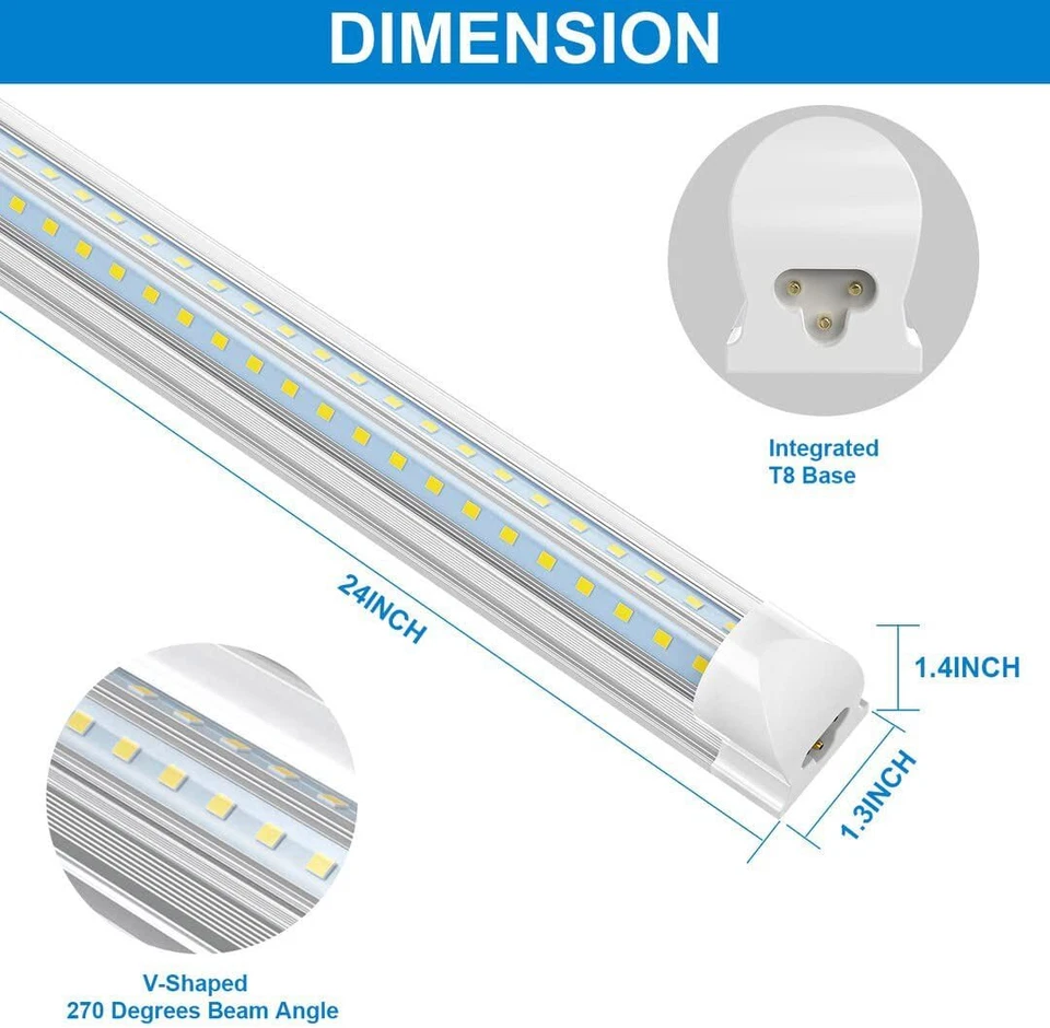 T8 20W 2FT LED Tube Lights Garage Workshop Utility LED Shop Light Fixtures 6000K - Image 4 of 4