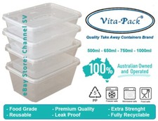 Reusable VITA-PACK Food Plastic Takeaway Containers 500-650-750-1000ml Free Ship
