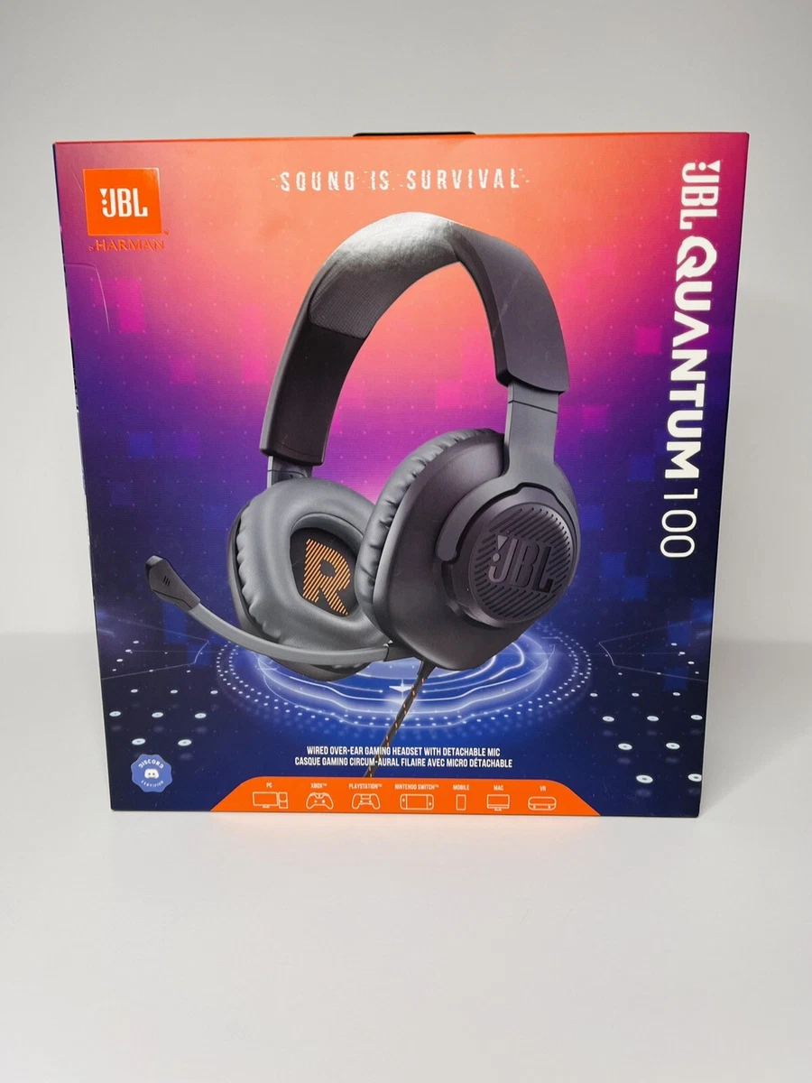 JBL Quantum 100 Gaming Headphones w/Detachable Microphone Black Wired BRAND  NEW