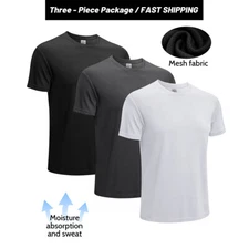 3 Pack Men's Quick Dry Shirts Workout Gym Tee Fitness Short Sleeve Running Cool