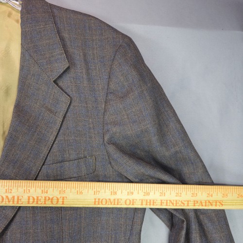 VTG Bill Blass Sport Coat 40R Platinum Wool Jacket 2-Btn Brown Glen Plaid Blazer - Picture 8 of 11
