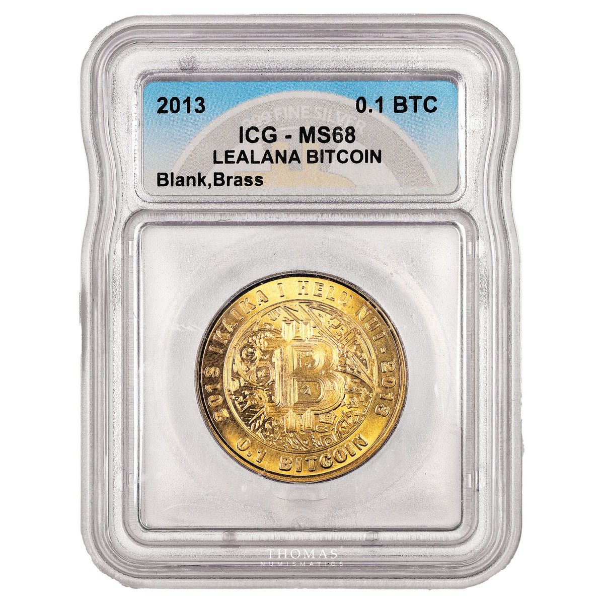 Jeton cryptomonnaie - Bitcoin - 2013 Lealana 0.1 BTC - ICG MS 68 - Laiton |  eBay