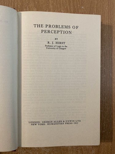 Die Probleme der Wahrnehmung von R. J. Hirst (1966 Hardcover)