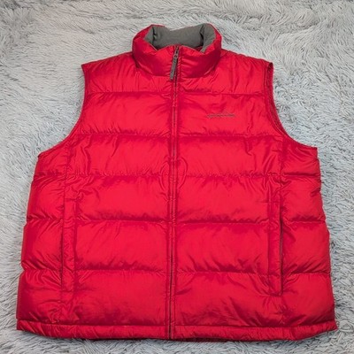 Eddie Bauer Vest Mens XL Orange Puffer Goose Down Gorpcore Zip Up Pockets