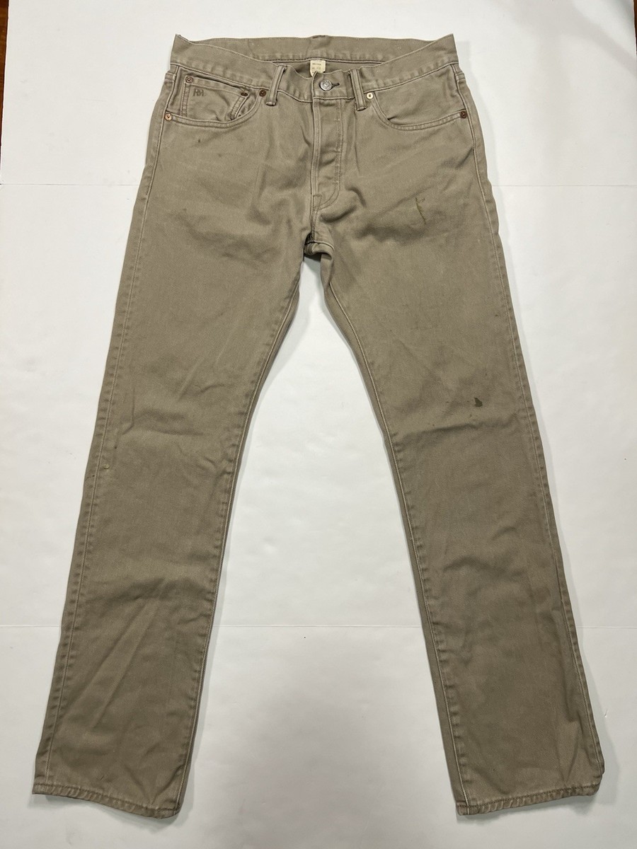 RRL Ralph Lauren 32x32 Slim Fit Beige Tan Bull Denim Sanforized