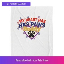 Custom German Shepherd Paw Print Pet Blanket Personalized Name Dog Owner