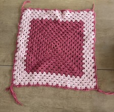 Vintage 1980s Hand Crocheted Baby Doll Blanket 20  X20  Pink Afghan Throw
