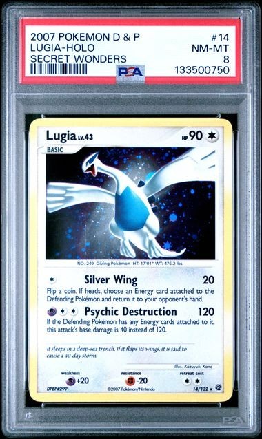 2007 Pokemon Diamond & Pearl Secret Wonders Lugia Holo #14/132 with HOLO BLEED