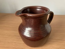 Vintage Studio Pottery 1 pint Milk Jug Earthenware Glazed Pitcher Impressed RHG