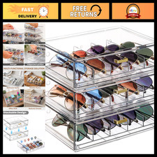 Acrylic Sunglasses Storage Organizer - Stackable 3 Pack for Easy Display