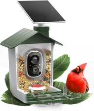 COOAU 5MP Smart Bird Feeder with Camera Solar Powered, Outdoor Bird House Cam