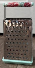 Pioneer Woman Box Grater Set w/ Container & Lid, Coarse/Fine, Silver/Teal