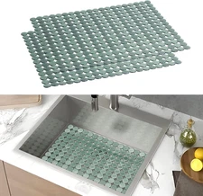 2 Pcs Kitchen Sink Mat Non-Slip Protector, 11.8X15.7 Inch, Flexible PVC, Dots De
