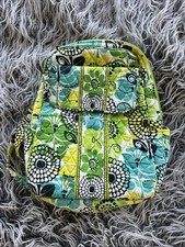 Vera Bradley Lines Up Backpack Excellent Clean Green Floral Flawed