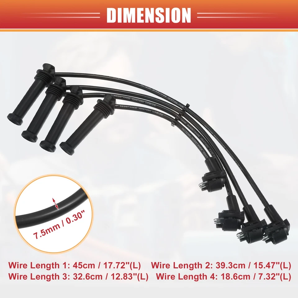 Cavo per bobina di accensione da 4 pezzi N. F6RZ12259AD per Mercury Mystique Foto 3 de 4