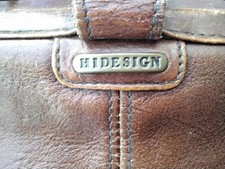 Vtg HIDESIGN Distressed Brown Leather Small Crossbody Organizer Bag Purse Travel
