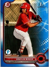 2022 Bowman 1st Edition Braylin Minier BPPF-93 Blue Foil 49/150 Cincinnati Reds