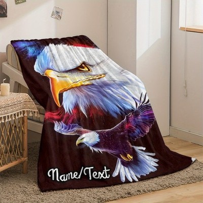 Custom Name Handsome Eagle Blanket-Lightweight Flannel Home Furnishings Beddin