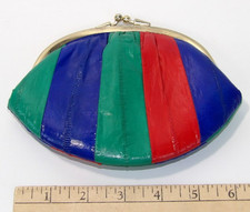 Vintage Lee Sands Luxurious Green Red Blue Eel Skin 7" Clutch New