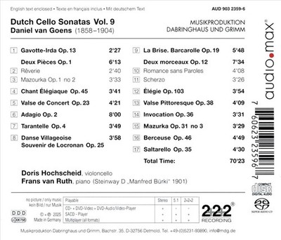 DORIS HOCHSCHEID / FRANS VAN RUTH DUTCH CELLO SONATAS, VOL. 9 NEW SUPER AUDIO CD