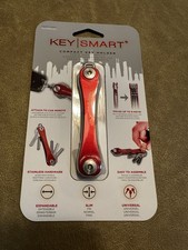 KeySmart Aluminum Slim Compact Key Holder and Keychain Organizer RED New