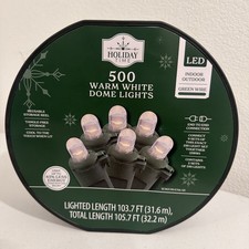 Warm White Holiday Time 500-Count LED Dome Icicle Lights with White Wire