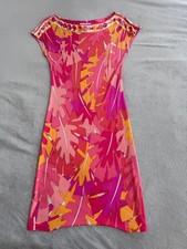 Emilio Pucci Sleeveless Dress Leaf Print Pink S