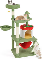 52 Inch Cat Christmas Tree, Multi-Level Cat Tower with Sisal Scratching Posts