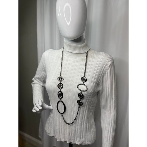 Chico's Chunky Halskette Kettenglied signiert Modeschmuck gunmetal grau - Bild 11 von 15