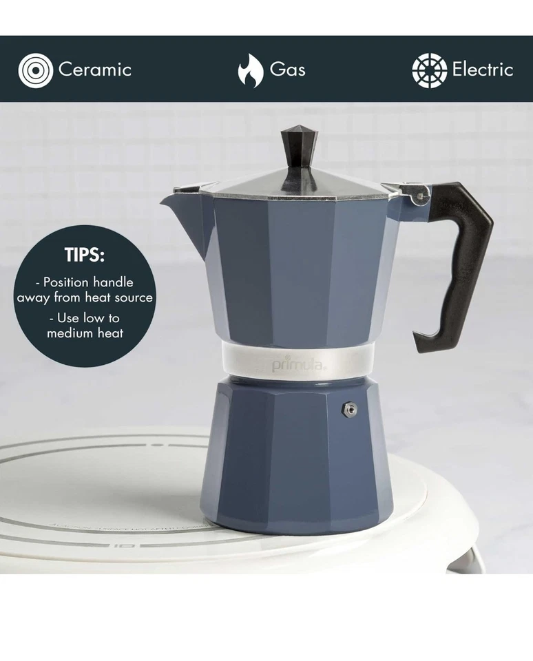 Primula Aluminum Espresso Maker - 6 Cup - Polished Blue - Brand New - Image 4 of 4