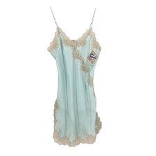Vintage 1970s Victorias Secret Blue Lace Chemise S301 Marsha Bergen Small NWT