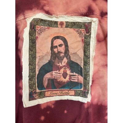 One-of-a-Kind Sacred Heart Bleached Flannel Shirt | Love Heals | XL