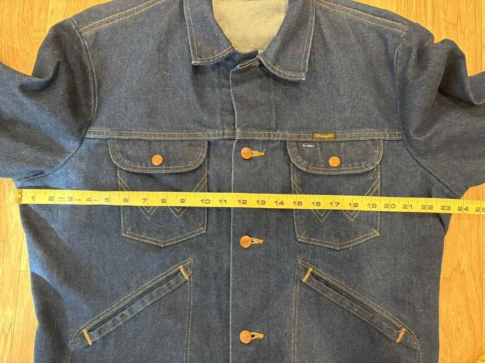 Chaqueta vaquera Wrangler vintage años 80 hecha en EE. UU. Talla 46 Pit-Pit 24 en 126MJ Foto 2 de 4