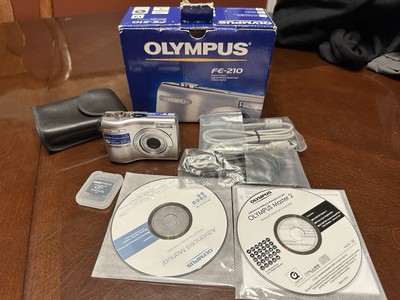 Olympus FE 210 Digital Camera Silver 7.1MP Case Box XD Card Cords