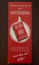 1947 Pall Mall Cigarettes Vintage Print Ad Red