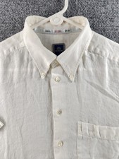 Eton Linen Short Sleeve Button-Down 16 White Pocket Premium Shirt Solid Men