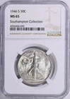 1946-S Walking Liberty Half Dollar NGC MS-65 Southampton Collection Pedigree