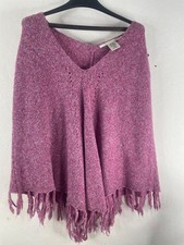 max studio pink knitted poncho cape fringed one size